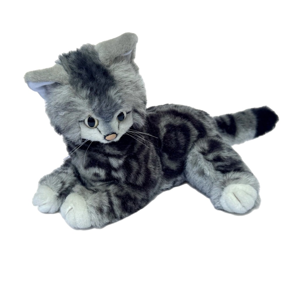 Vintage 1991 Takara Purr-fect Cat Grey Tabby Interactive Plush Animatronic Toy